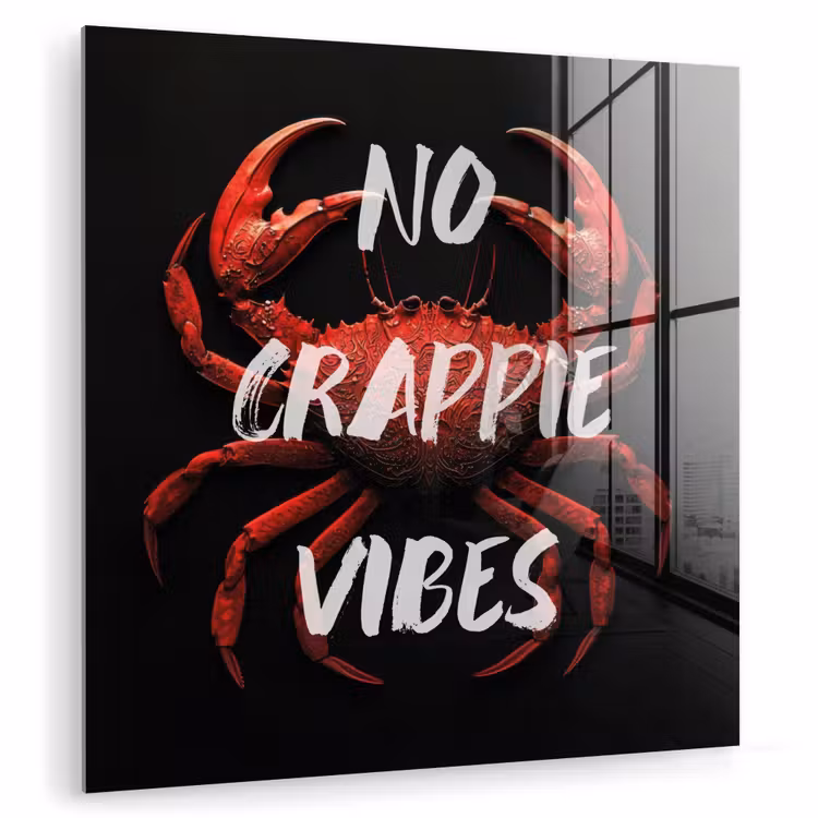 Krab - Rood - Tekst - Zwart plexiglas 5mm klein -zzzproduct_nieuw