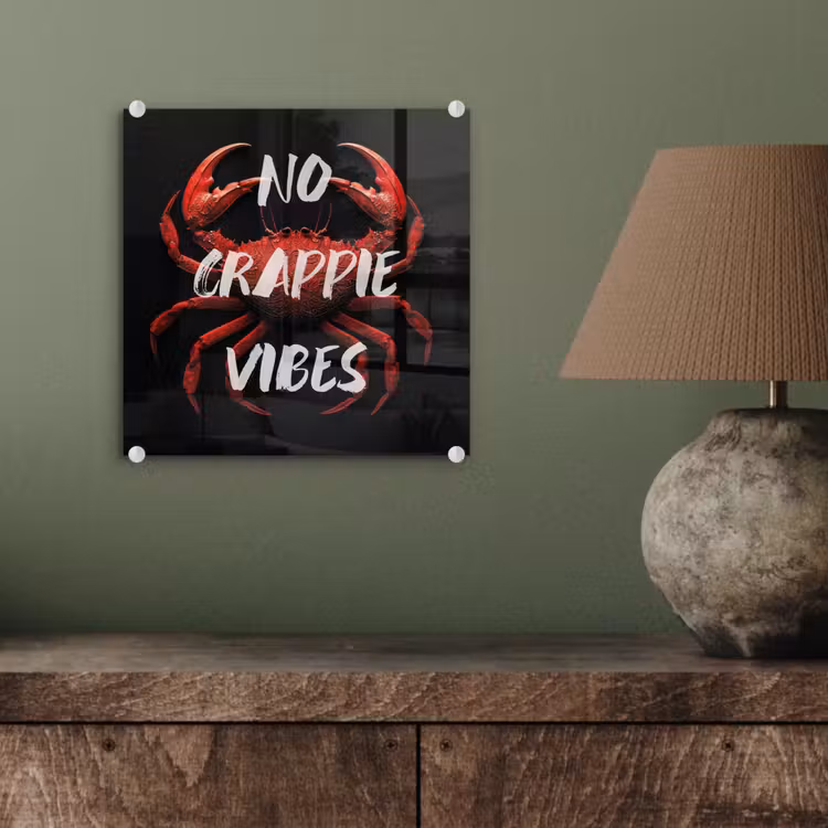 Krab - Rood - Tekst - Zwart plexiglas 5mm klein -sfeer3