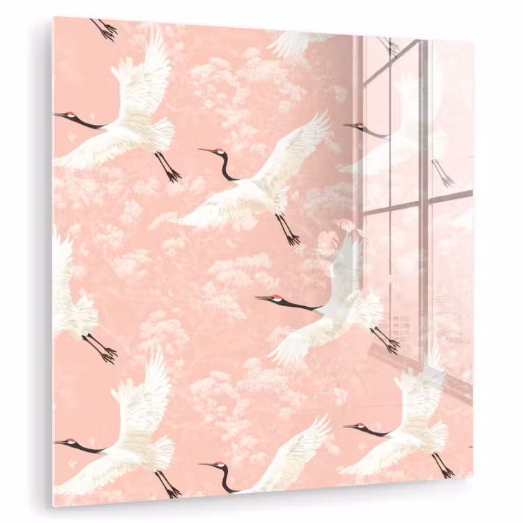 Kraanvogels - Bloesem - Roze plexiglas 5mm klein 11 -zzzproduct_nieuw