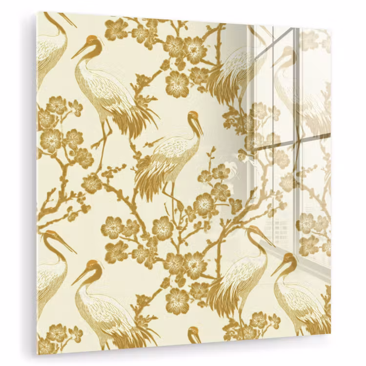 Kraanvogels - Kersenbloesem - Goud plexiglas 5mm klein 11 -zzzproduct_nieuw