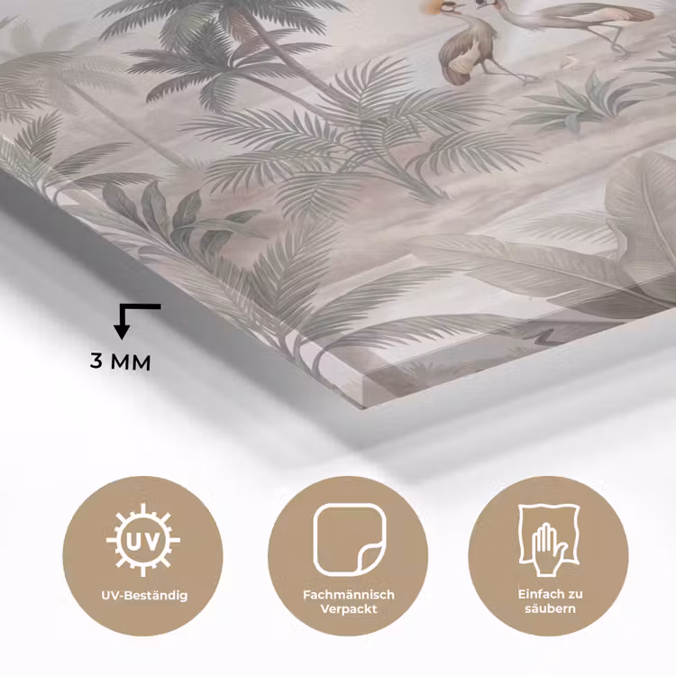 Kraanvogels - Palmbomen - Tropisch plexiglas 5mm klein -wsfeer2_DE