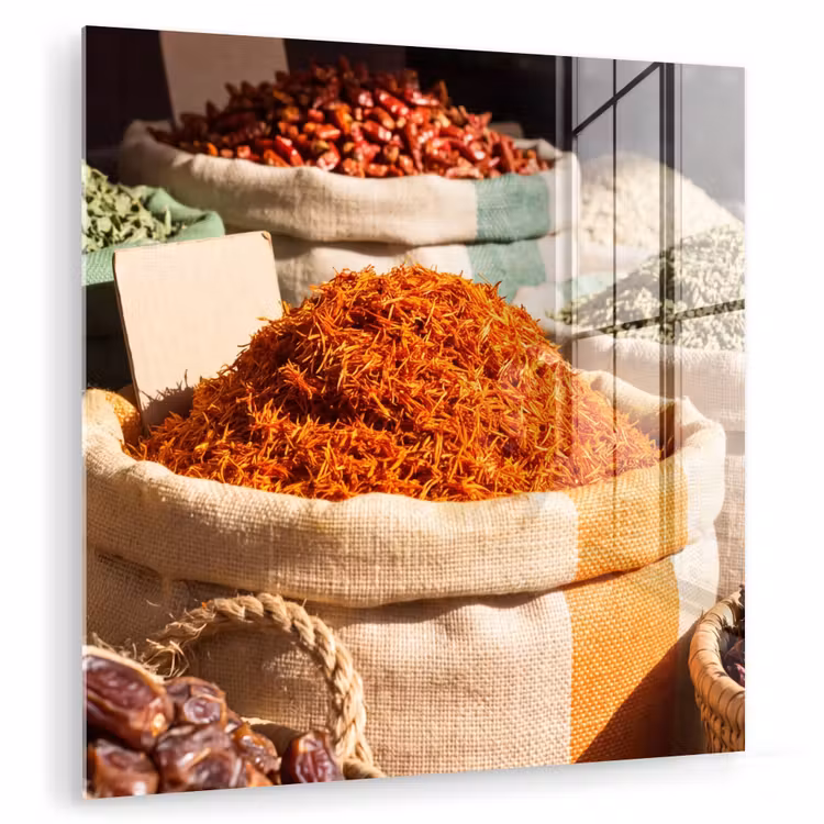Glasbild - Kräuter – Markt – Farbenfroh - Kruiden - Markt - Kleurrijk plexiglas 5mm klein