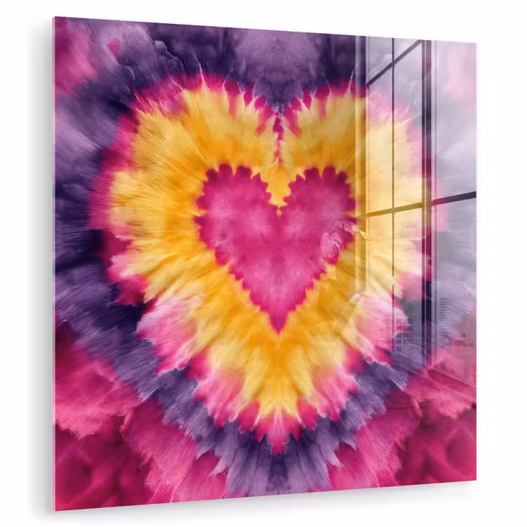 Tie dye - Hartvorm - Vlammen - Oranje plexiglas 5mm klein -zzzproduct_nieuw