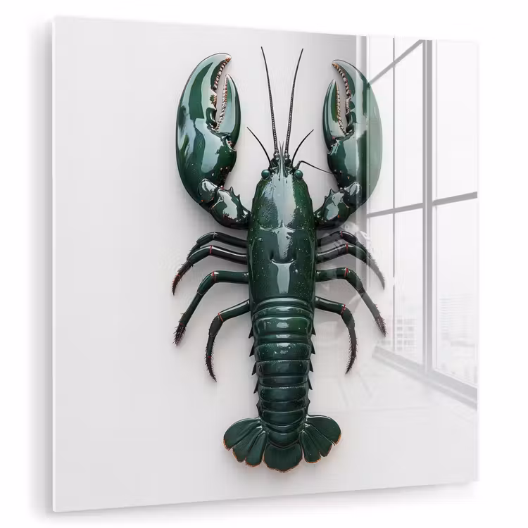 Kreeft - Glossier - Groen - Wit plexiglas 5mm klein -zzzproduct_nieuw