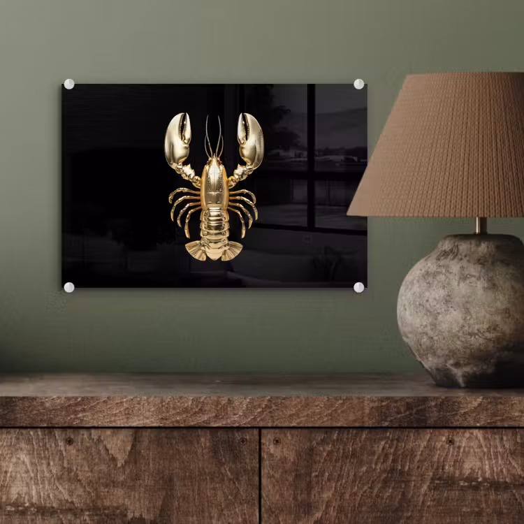 Kreeft - Goud - Textuur - Zwart plexiglas 5mm klein -wsfeer2_DE