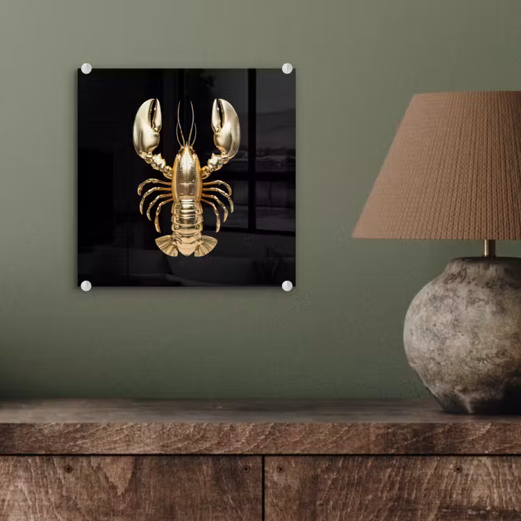 Kreeft - Goud - Textuur - Zwart plexiglas 5mm klein -sfeer3