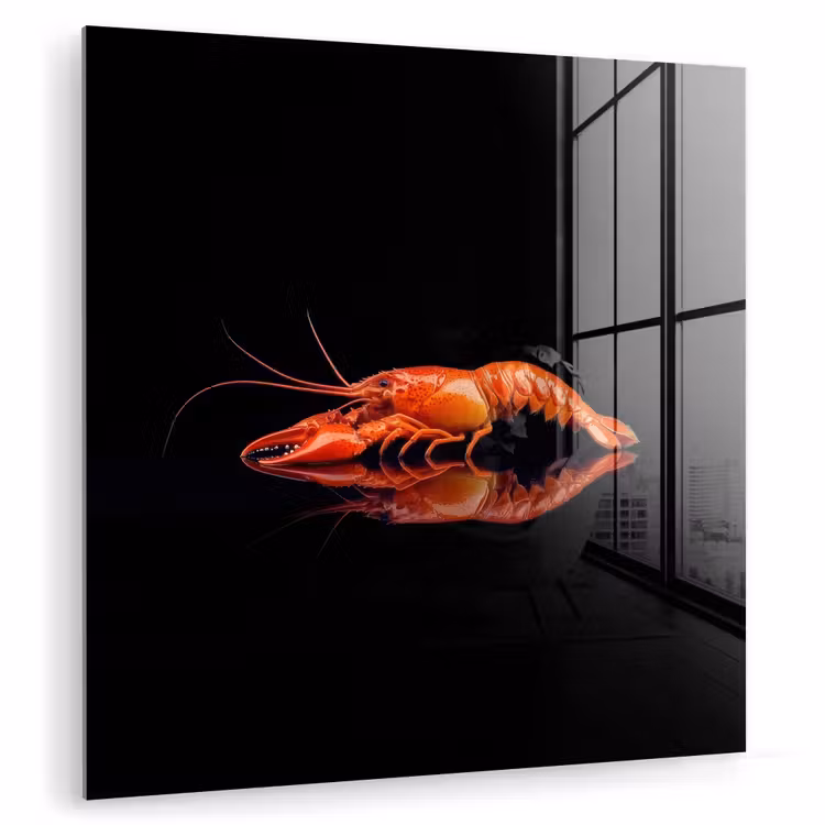 Kreeft - Oranje - Zwart - Opvallend plexiglas 5mm klein -zzzproduct_nieuw