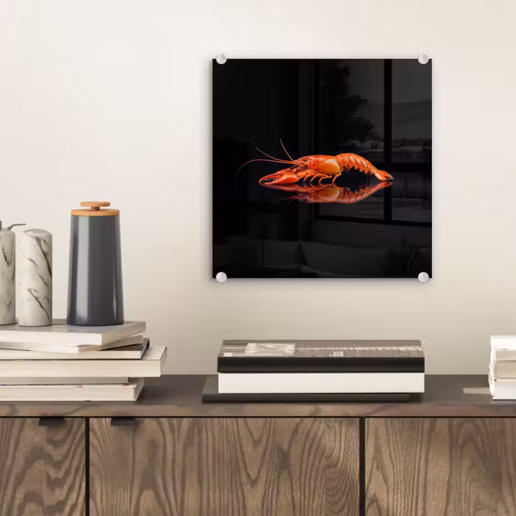 Kreeft - Oranje - Zwart - Opvallend plexiglas 5mm klein -sfeer1