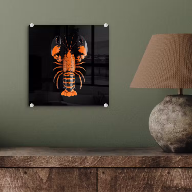 Kreeft - Oranje - Zwart - Modern plexiglas 5mm klein -sfeer3