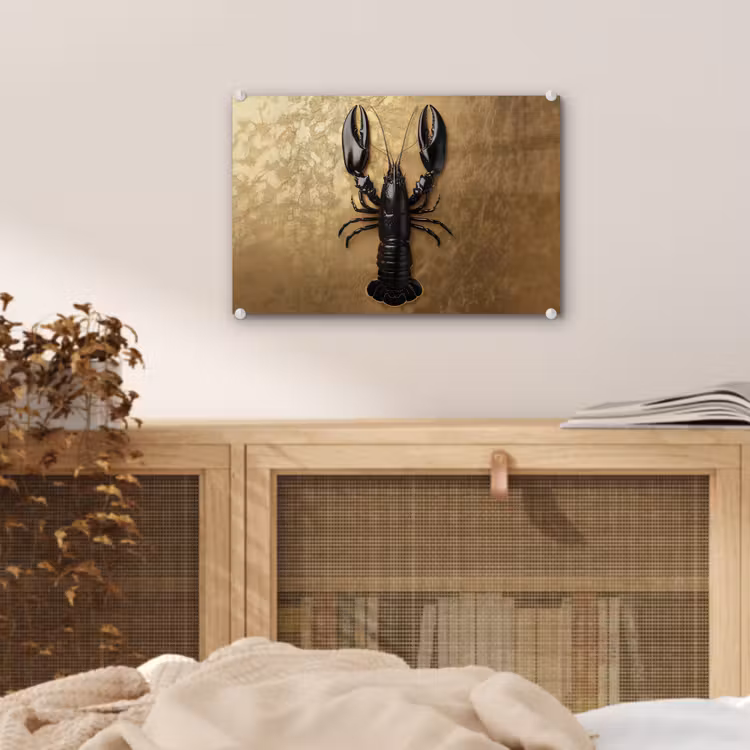 Kreeft - Zwart - Goud - Luxe plexiglas 5mm klein -sfeer3