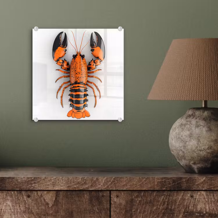 Kreeft - Zwart - Oranje - Wit - Uniek plexiglas 5mm klein -sfeer3