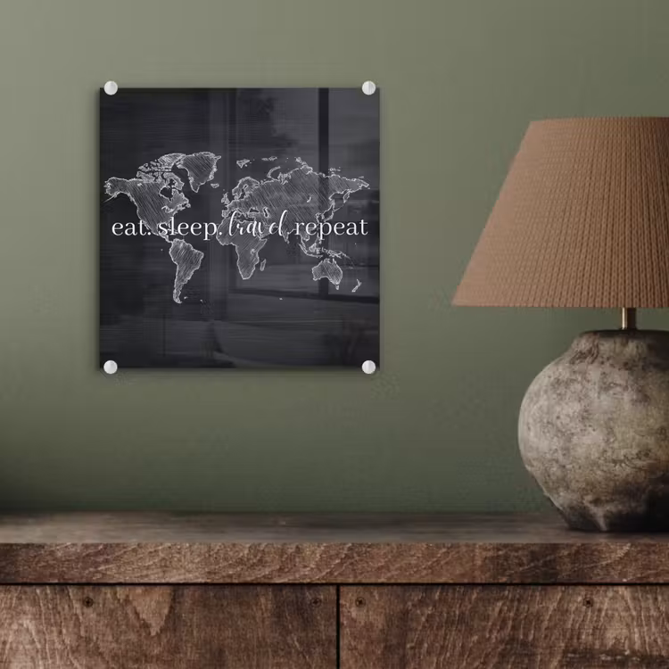 Krijt - Zwart - Quote - Wereldkaart plexiglas 5mm klein -sfeer3