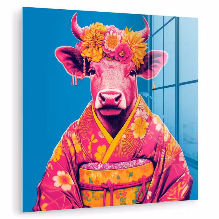 Koe - Bloemenkrans - Oorhangers - Kimono plexiglas 5mm klein -zzzproduct_nieuw