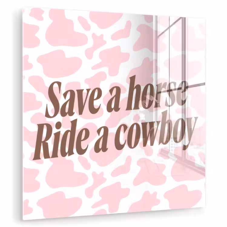 Koeienprint - Roze - Cowboy - Horse plexiglas 5mm klein -zzzproduct_nieuw