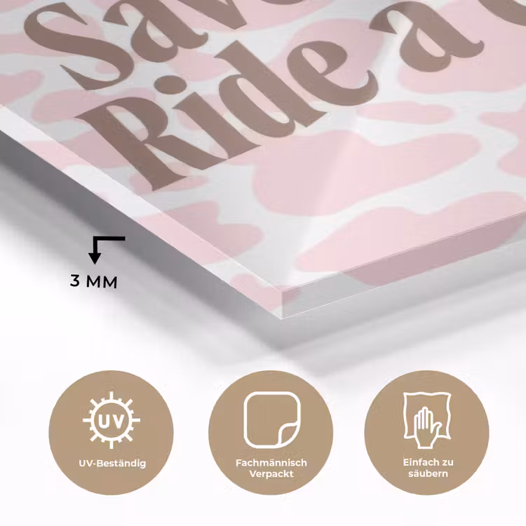 Koeienprint - Roze - Cowboy - Horse plexiglas 5mm klein -wsfeer2_DE