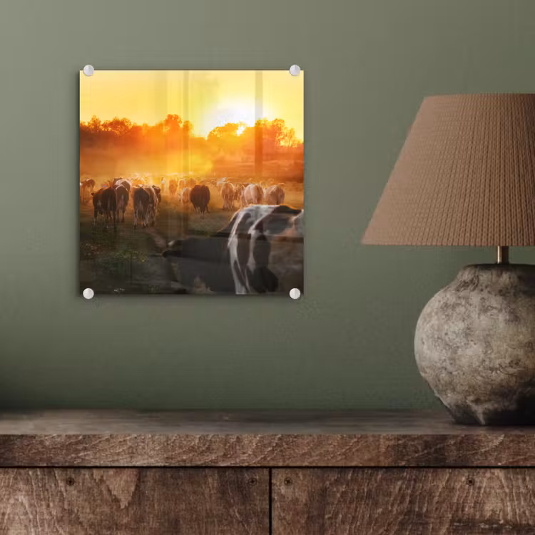 Koeien - Zonsondergang - Weiland - Dieren plexiglas 5mm klein -sfeer3