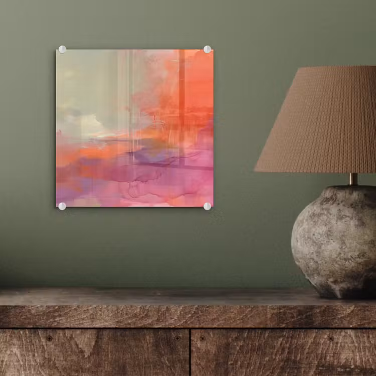 Glasbild - Kunst – Fließend – Übergänge – Orange - Kunst - Vloeiend - Overgangen - Oranje plexiglas 5mm klein