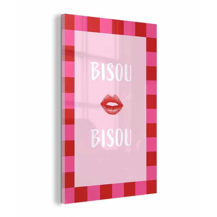 Kiss - Roze - Frans - Valentijn plexiglas 5mm klein -z3d