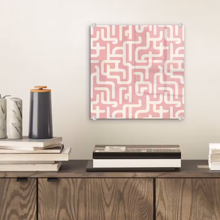 Doolhofpatroon - Roze - Wit - Abstract plexiglas 5mm klein 11 -sfeer1