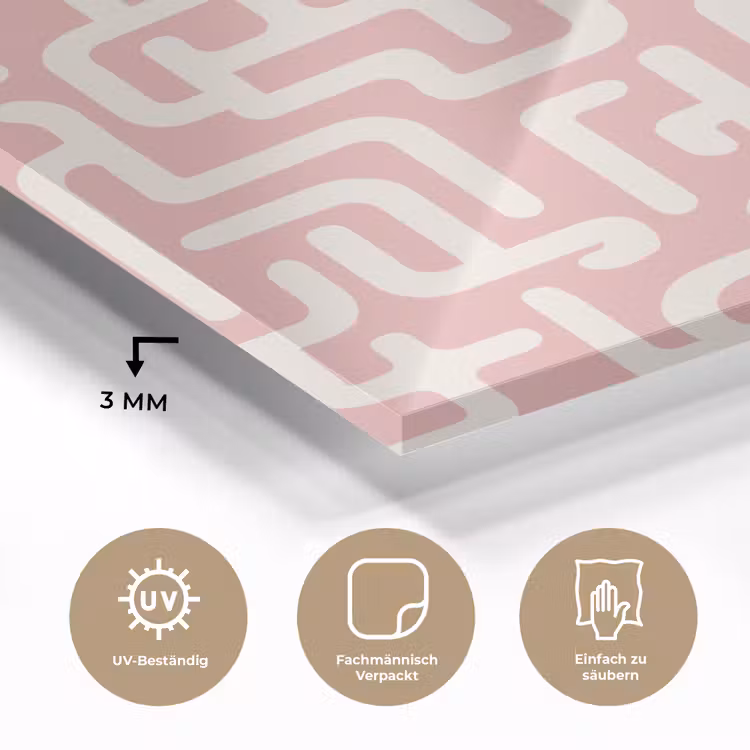 Doolhofpatroon - Roze - Wit - Abstract plexiglas 5mm klein 11 -wsfeer2_DE