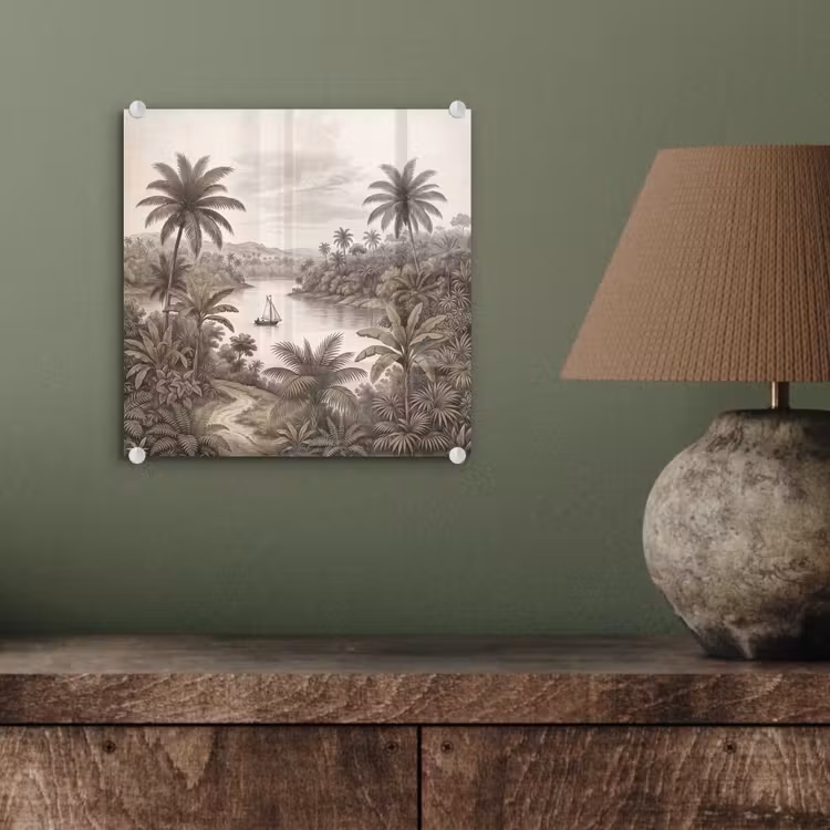 Landschap - Rivier - Boot - Tropisch - Vintage plexiglas 5mm klein -sfeer3