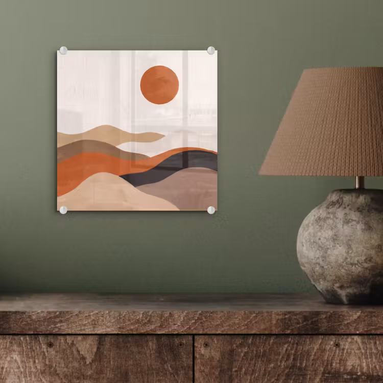 Landschap - Heuvels - Zon - Abstract - Oranje plexiglas 5mm klein -sfeer3