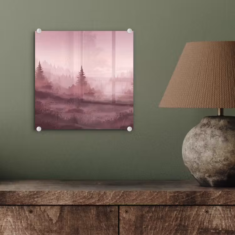 Landschap - Mistig - Roze plexiglas 5mm klein -sfeer3