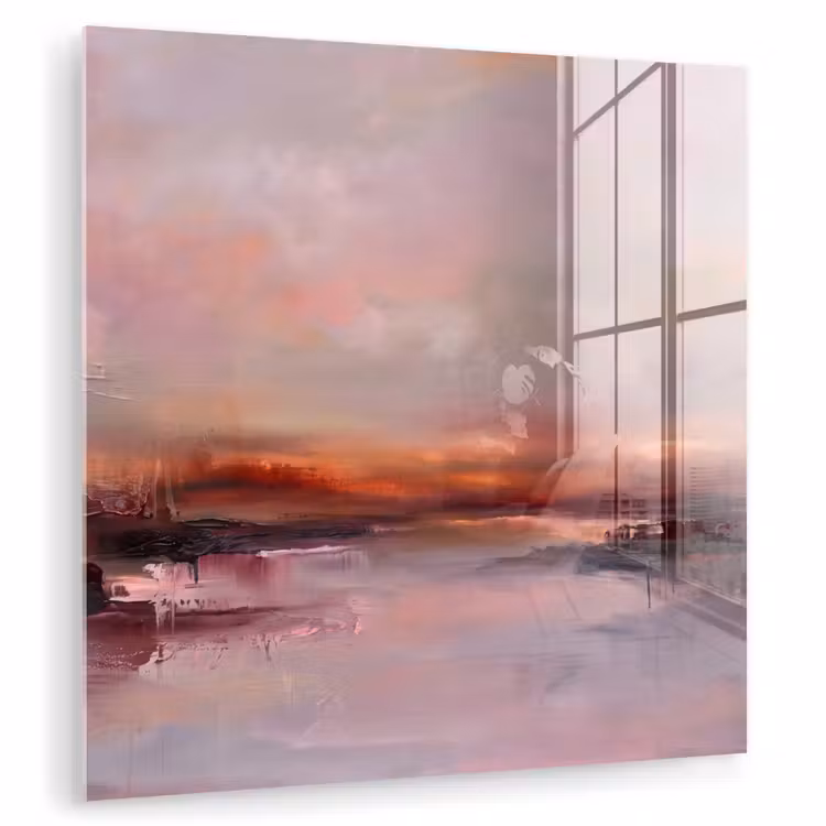 Glasbild - Landschaft – Sonnenuntergang – Abstrakt – Modern – Rosa - Landschap - Zonsondergang - Abstract - Modern - Roze plexiglas 5mm klein