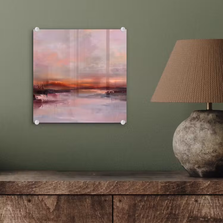Glasbild - Landschaft – Sonnenuntergang – Abstrakt – Modern – Rosa - Landschap - Zonsondergang - Abstract - Modern - Roze plexiglas 5mm klein