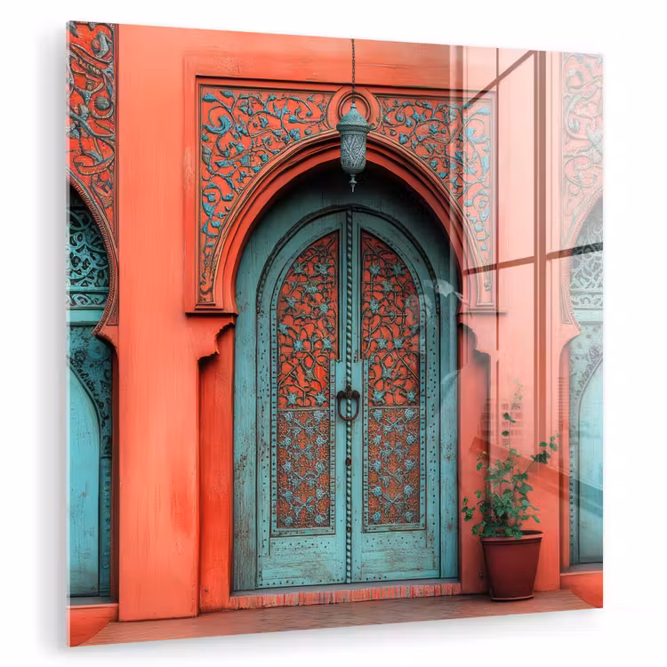 Lantaarn - Deur - Turquoise plexiglas 5mm klein -zzzproduct_nieuw