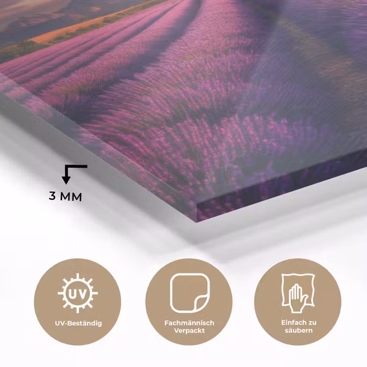 Lavendelveld - Zonsondergang - Paars plexiglas 5mm klein -wsfeer2_DE