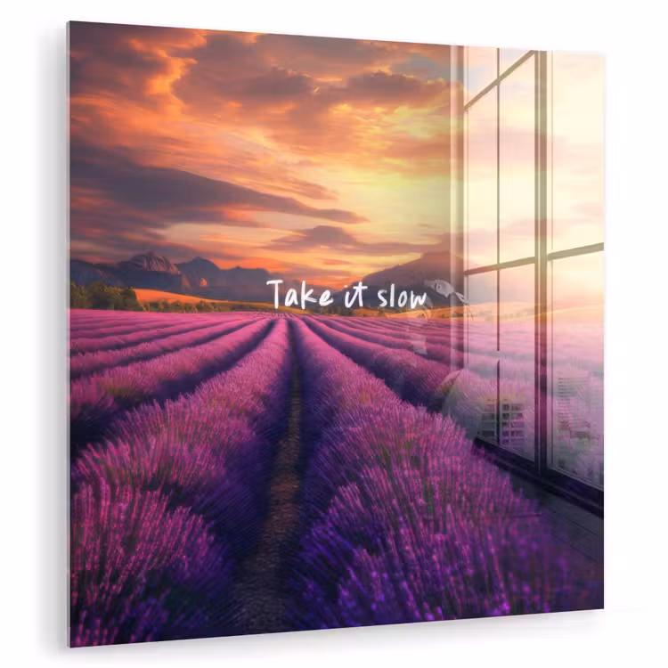 Lavendelveld - Quote - Zonsondergang plexiglas 5mm klein -zzzproduct_nieuw