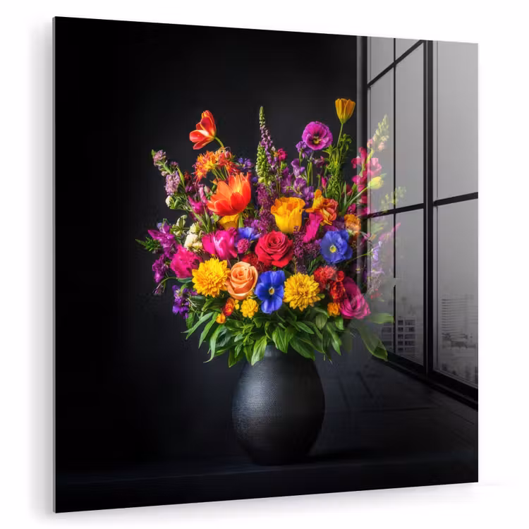 Felgekleurd - Bloemen - Vaas plexiglas 5mm klein -zzzproduct_nieuw