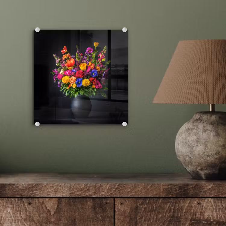 Felgekleurd - Bloemen - Vaas plexiglas 5mm klein -sfeer3