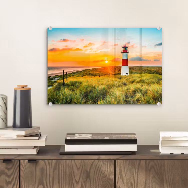 Vuurtoren - Natuur - Zon - Landschap - Gras - Strand - Zee plexiglas 5mm klein -sfeer1
