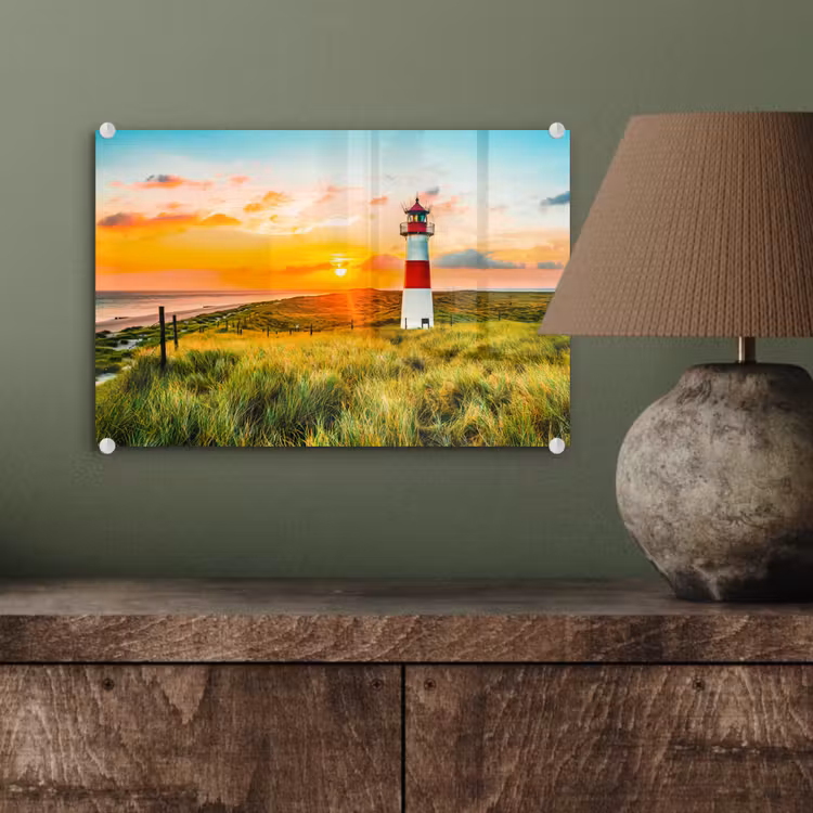 Vuurtoren - Natuur - Zon - Landschap - Gras - Strand - Zee plexiglas 5mm klein -wsfeer2_DE