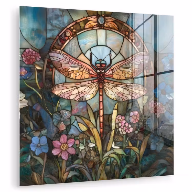 Libelle - Mozaïek - Bloemen - Kleurrijk plexiglas 5mm klein -zzzproduct_nieuw