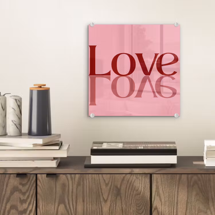 Love - Roze - Spiegeling plexiglas 5mm klein -sfeer1