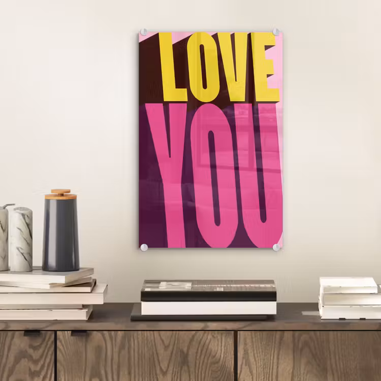 Love - Tekst - Roze - Valentijn plexiglas 5mm klein -sfeer1