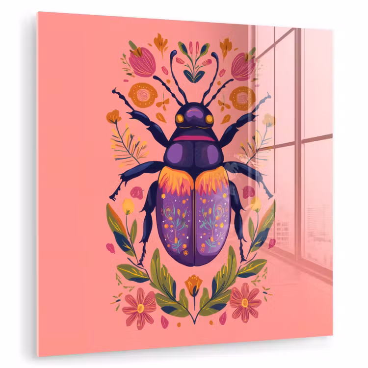 Paars - Kever - Stipjes - Bloemen plexiglas 5mm klein -zzzproduct_nieuw
