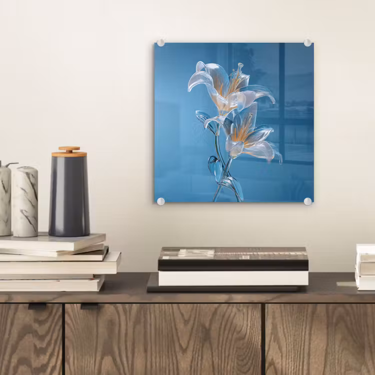 Lelies - Blauw - Glazen plexiglas 5mm klein -sfeer1
