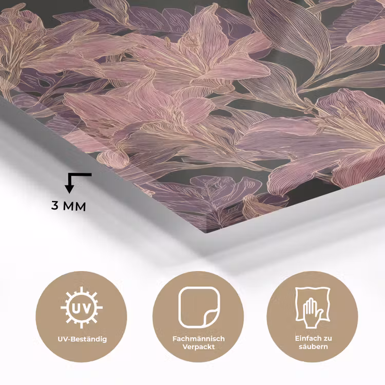 Lelies - Patroon - Paars - Goud plexiglas 5mm klein 11 -wsfeer2_DE