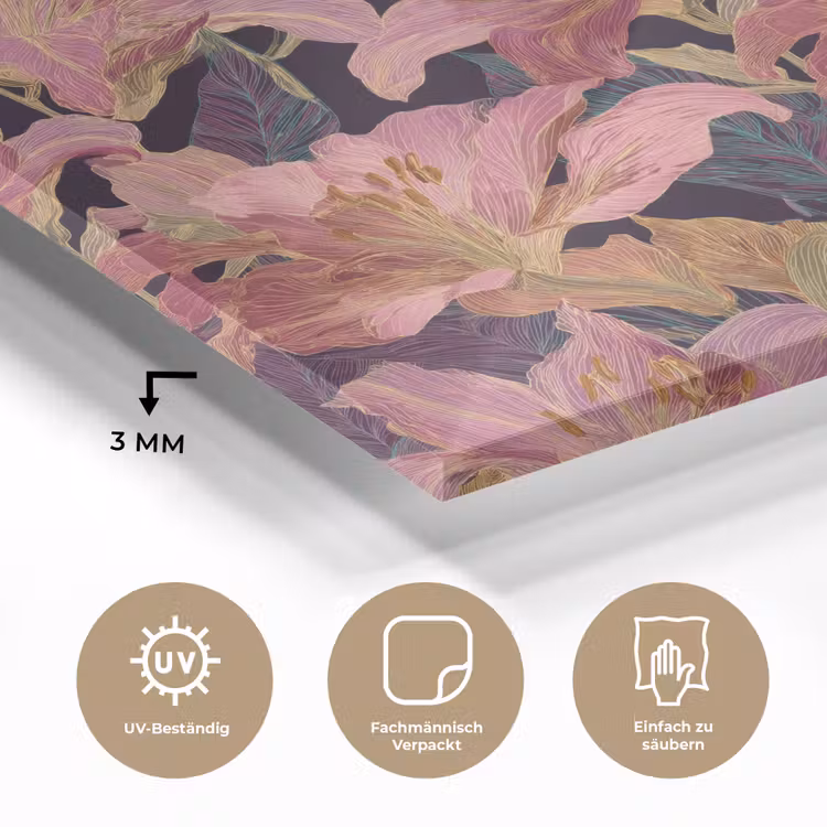 Lelies - Patroon - Roze - Goud plexiglas 5mm klein 11 -wsfeer2_DE