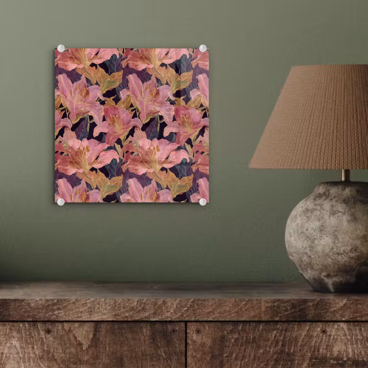 Lelies - Patroon - Roze - Goud plexiglas 5mm klein 11 -sfeer3