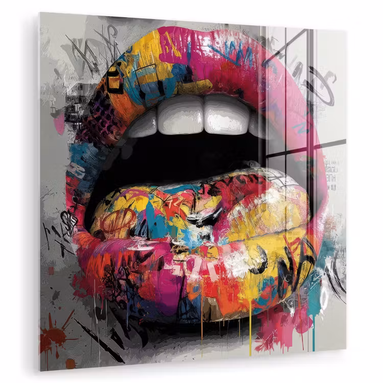 Lippen - Graffiti - Expressief plexiglas 5mm klein -zzzproduct_nieuw