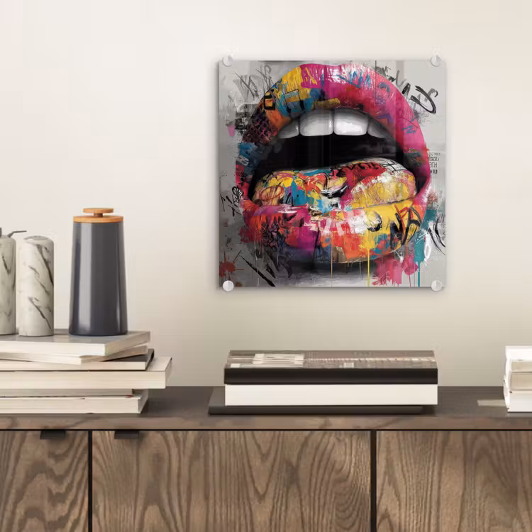 Lippen - Graffiti - Expressief plexiglas 5mm klein -sfeer1