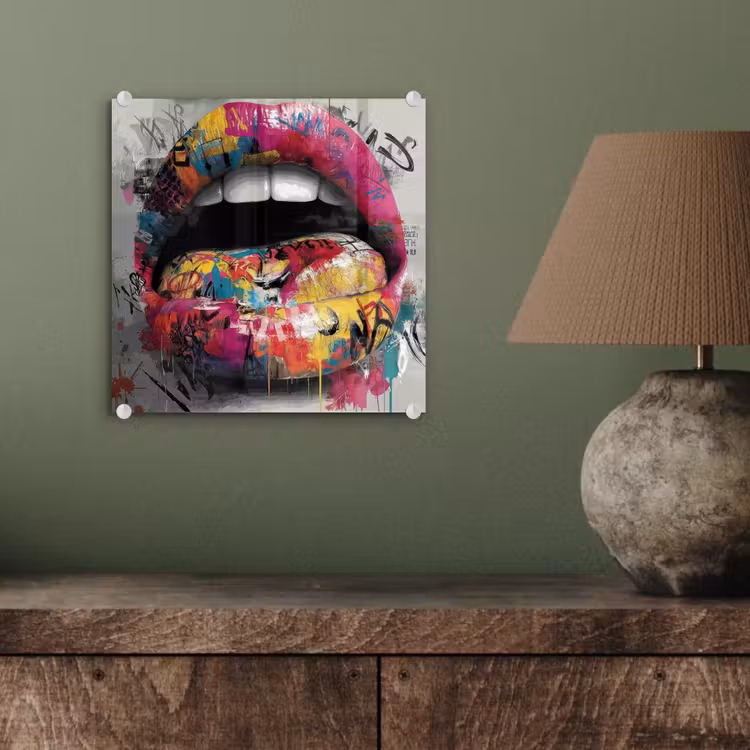Lippen - Graffiti - Expressief plexiglas 5mm klein -sfeer3