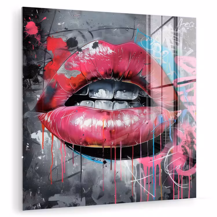 Lippen - Felroze - Graffiti - Verfstrepen plexiglas 5mm klein -zzzproduct_nieuw