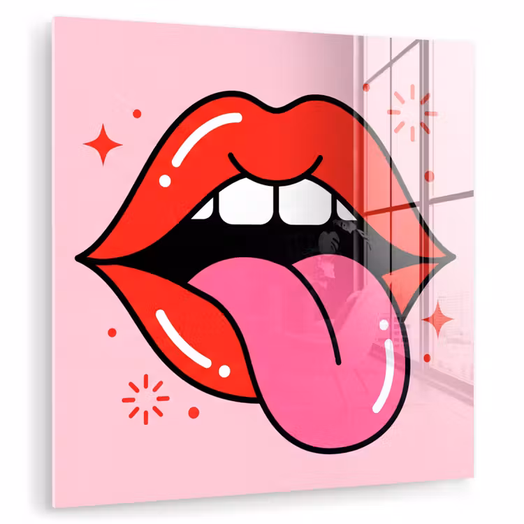 Lippen - Tong - Pop-art - Kleurrijk - Roze plexiglas 5mm klein -zzzproduct_nieuw