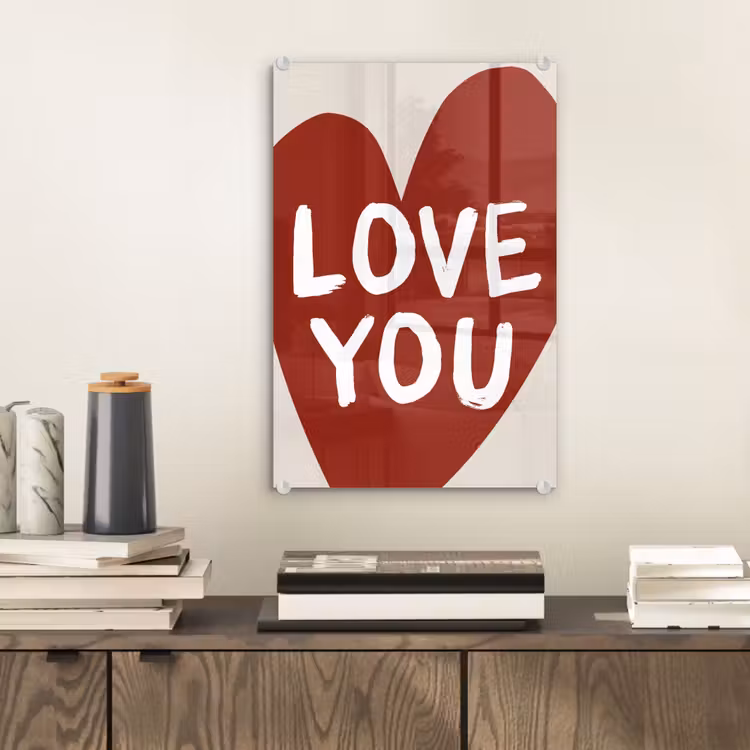 Loveyou - Hart - Rood plexiglas 5mm klein -sfeer1
